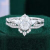 1.5CT Oval Lab Diamond 2PCS Braid Engagement Ring Set