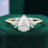 1.5CT Teardrop Lab Diamond Engagement Ring Marquise Cluster Accents