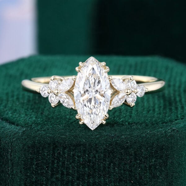 1CT Marquise Cut Lab Diamond Blossom Engagement Ring
