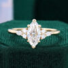 1CT Marquise Cut Lab Diamond Classic Side Stone Engagement Ring