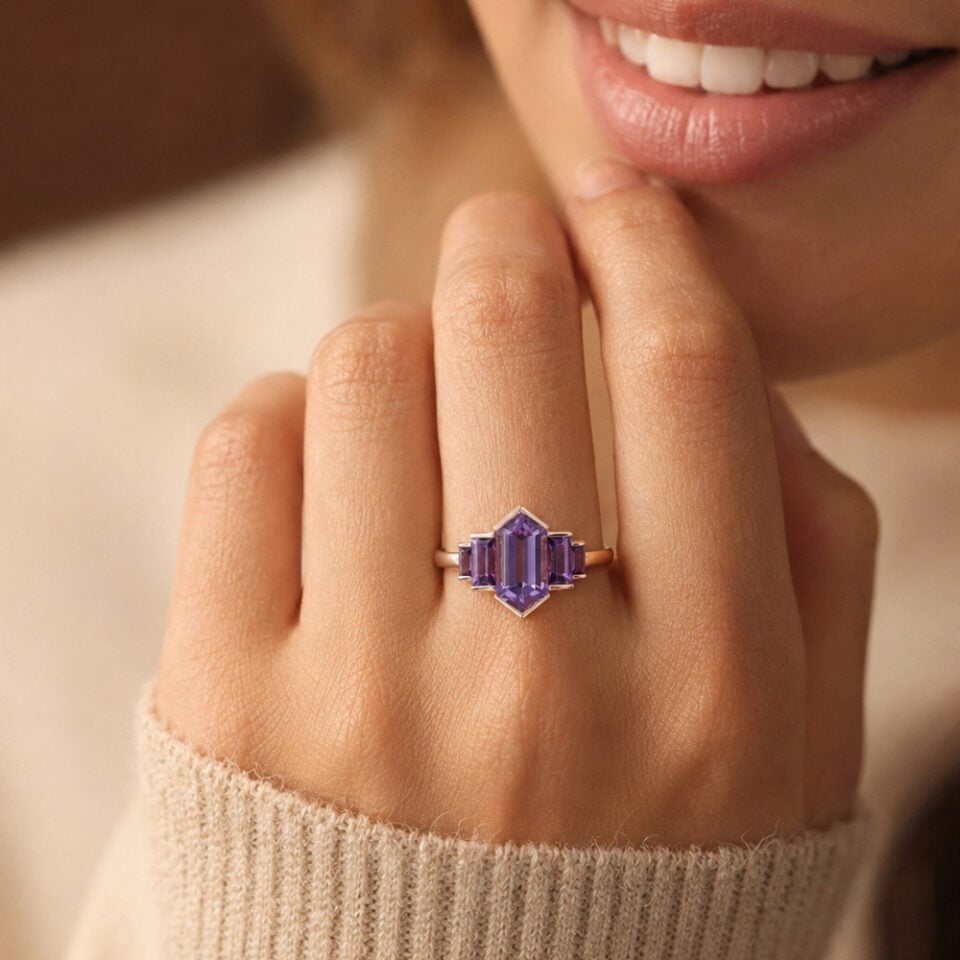 Hexagon Cut Amethyst
