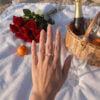 Heather hues heart shaped pink opal cluster promise ring