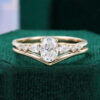 Oval Cut Lab Diamond Engagement Ring Set Minimalist Bridal Set