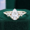 Pear Cut Lab Diamond Engagement Ring Cluster Bridal Ring
