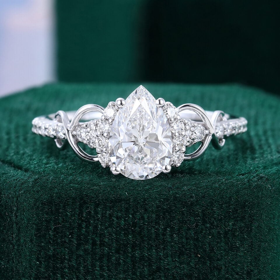 Pear Cut Lab Grown Diamond Infinity Pavé Engagement Ring