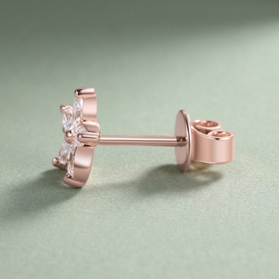 Spiral Blossom Marquise Moissanite Stud Earrings (2)