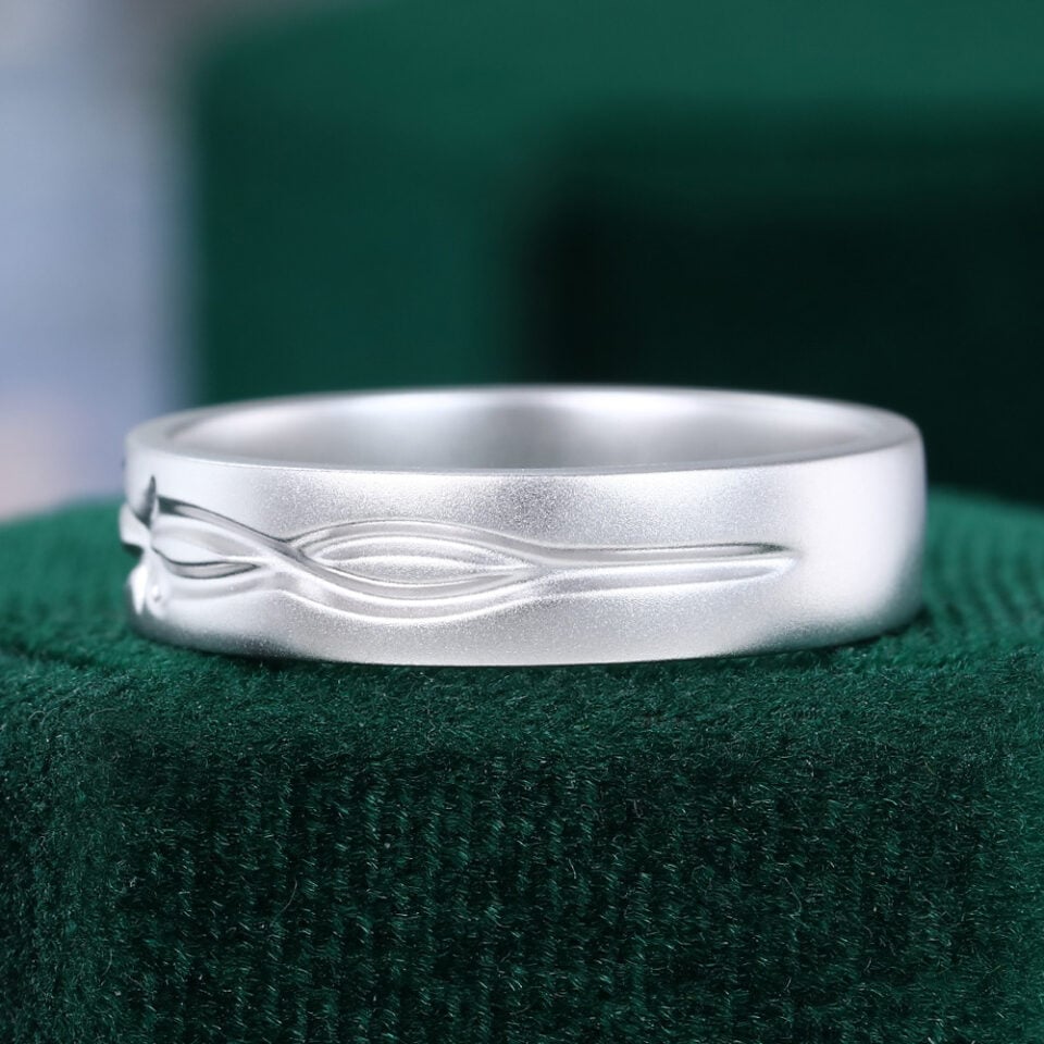 Vine Engraved Solid Band Gender Neutral Wedding Band (2)