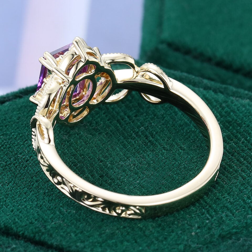Emerald Cut Amethyst Infinity Engagement Ring (4)