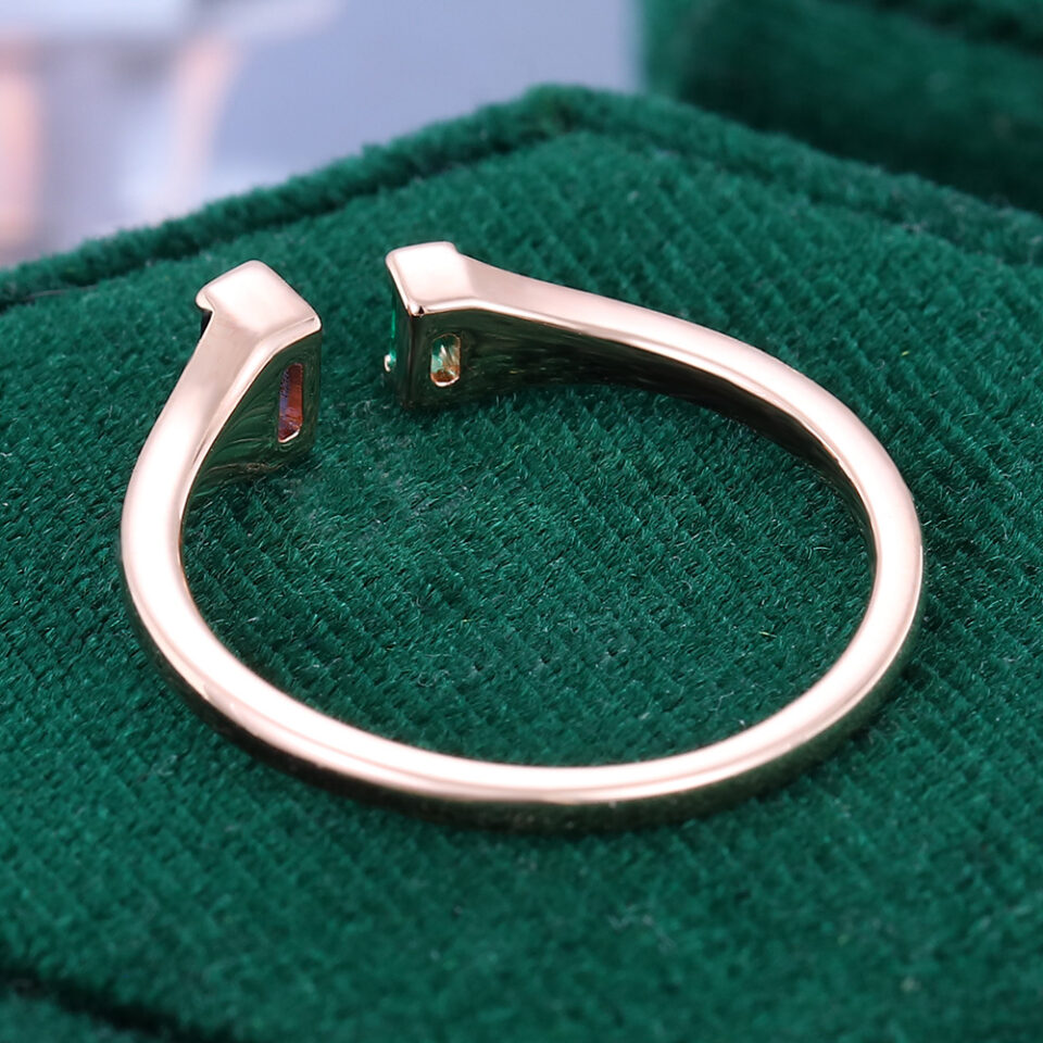 Emerald Cut Lab Sapphire Open Band (7)