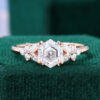Hexagon Cut Moissanite Rose Gold Diamond Cluster Engagement Ring (1)