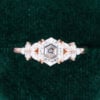 Hexagon Cut Moissanite Rose Gold Diamond Cluster Engagement Ring (3)