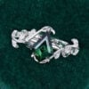 Kite Cut Green Sapphire Nature Inspired Engagement Ring (4)
