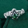 Kite Cut Green Sapphire Nature Inspired Engagement Ring (6)