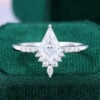 Kite Cut Moissanite Engagement Ring White Gold Promise Ring (1)