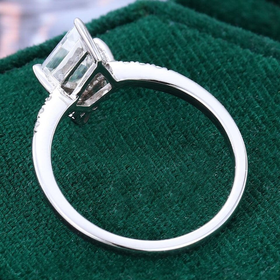 Kite Cut Moissanite Engagement Ring White Gold Promise Ring (4)