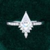 Kite Cut Moissanite Engagement Ring White Gold Promise Ring (5)
