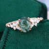 Oval Cut Moss Agate Engagement Ring Twisted Band Double Claw Bridal Ring (5)