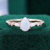 Pear Opal Trio Side Stones Engagement Ring Dainty Promise Ring (1)