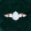 Pear Opal Trio Side Stones Engagement Ring Dainty Promise Ring (4)