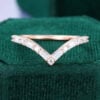 Rose Gold Pave V Shaped Moissanite Wedding Band Minimalist (1)