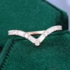 Rose Gold Pave V Shaped Moissanite Wedding Band Minimalist (3)