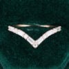 Rose Gold Pave V Shaped Moissanite Wedding Band Minimalist (5)