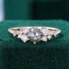 Round Cut Salt & Pepper Diamond Bridal Ring Cluster Engagement Ring (1)