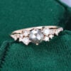 Round Cut Salt & Pepper Diamond Bridal Ring Cluster Engagement Ring (2)