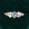 Round Cut Salt & Pepper Diamond Bridal Ring Cluster Engagement Ring (4)