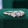 Round Cut Salt & Pepper Diamond Bridal Ring Cluster Engagement Ring (5)