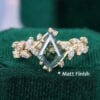 TwigGlow Kite Cut Moss Agate Nature Themed Engagement Ring - matt