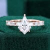 Unique Kite & Baguette Cut Moissanite Rose Gold Diamond Engagement Ring (1)