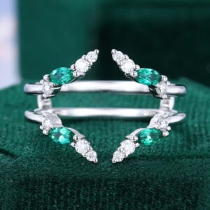 Emerald & Moissanite Open Enhancer Band Stacking Ring Jacket