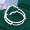 White Gold Moissanite & Lab Emerald Open Wedding Band Double Bands Stacking Ring (6)