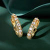 Beaded Milgrain Design Round Moissanite Huggie Hoop Earrings