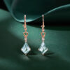 Kite Cut Moss Agate Dangle Earrings Floral Emerald Accented