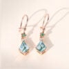 Kite Cut Moss Agate Dangle Earrings Floral Emerald Accented (4)