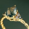 Moss Agate & Emerald Duo Ring Set 2PCS Bridal Ring Set (7)