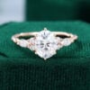 Oval Cut Moissanite Twisted Band Classic Side Stone Engagement Ring