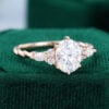 Oval Cut Moissanite Twisted Band Classic Side Stone Engagement Ring (3)