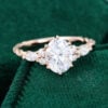 Oval Cut Moissanite Twisted Band Classic Side Stone Engagement Ring (4)
