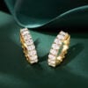 Shared Prong Oval Moissanite Huggie Hoop Earrings