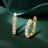Shared Prong Round Moissanite Huggie Hoop Earrings