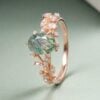 TwigGlow Oval Cut Moss Agate Nature Themed Engagement Ring (2)
