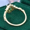 Crescent Inspired Pear Shaped Emerald Filigree Floral Halo Engagement Ring (6)
