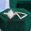 Filigree Floral Halo Oval Cut Opal Bridal Ring Set Curved Band Accented (4)