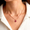 Heart Shaped Lab Ruby Pendant Necklace for Valentine’s Day (1)