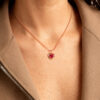 Heart Shaped Lab Ruby Pendant Necklace for Valentine’s Day