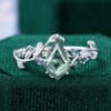 Kite Cut Lab Green Sapphire Nature Inspired Engagement Ring (1)