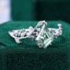 Kite Cut Lab Green Sapphire Nature Inspired Engagement Ring (2)